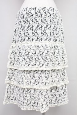 画像2: INGEBORG / レース重ねスカート 13 ブラック×ホワイト T-25-10-29-007-LO-SK-SA-ZT