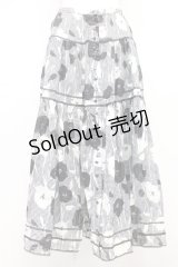 PINK HOUSE / フラワー千鳥柄スカート  黒X白 T-25-10-29-008-LO-SK-SA-ZT