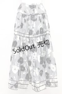 PINK HOUSE / フラワー千鳥柄スカート  黒X白 T-25-10-29-008-LO-SK-SA-ZT