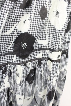 画像4: PINK HOUSE / フラワー千鳥柄スカート  黒X白 T-25-10-29-008-LO-SK-SA-ZT