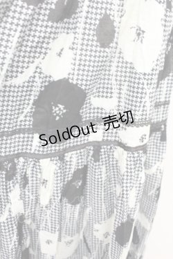 画像4: PINK HOUSE / フラワー千鳥柄スカート  黒X白 T-25-10-29-008-LO-SK-SA-ZT