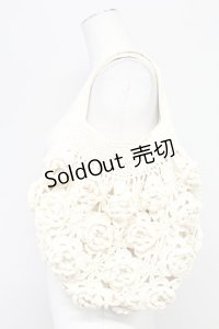 PINK HOUSE / フラワーモチーフ&リボンニットバッグ  アイボリー T-25-10-29-009-LO-BG-SA-ZT
