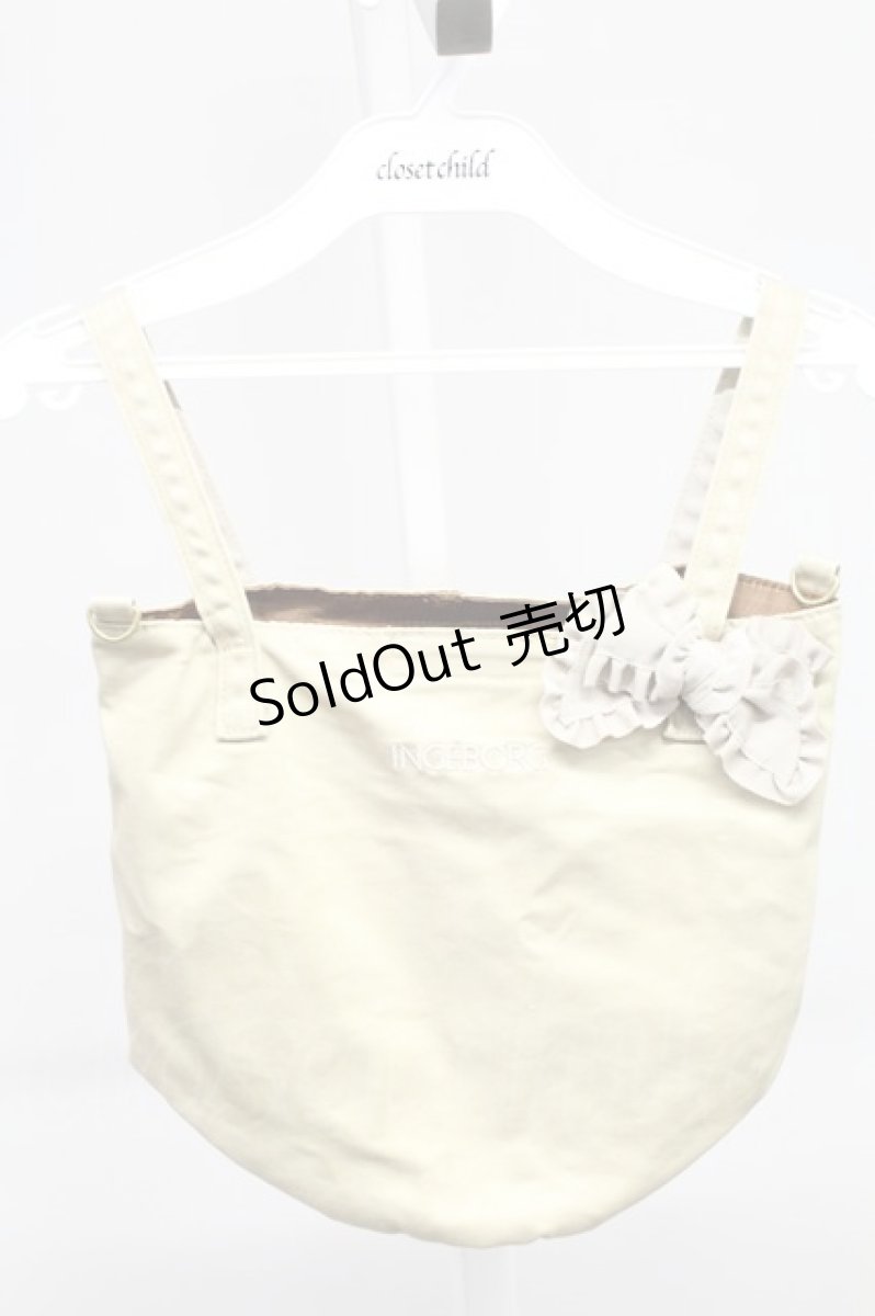 画像1: 【SALE】INGEBORG / ロゴ刺繍リボン付きバケツバック  カーキ T-25-10-29-010-LO-BG-SA-ZTK026 (1)