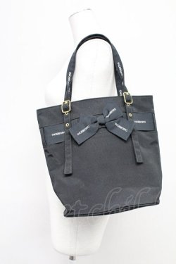 画像1: INGEBORG / ロゴベルトリボンハンドバッグ  黒Xゴールド T-25-10-29-016-LO-BG-SA-ZT