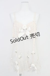 PINK HOUSE / カメリアモチーフリボンニットベビードール  アイボリー T-25-10-30-001-LO-TO-SA-ZI