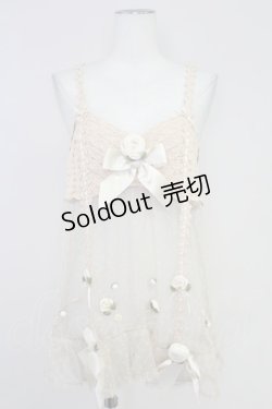 画像1: PINK HOUSE / カメリアモチーフリボンニットベビードール  アイボリー T-25-10-30-001-LO-TO-SA-ZT