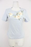 INGEBORG / フラワーロゴ半袖カットソー  ブルーＸ白 T-25-10-30-003-LO-TO-SA-ZT