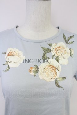 画像3: INGEBORG / フラワーロゴ半袖カットソー  ブルーX白 T-25-10-30-003-LO-TO-SA-ZT