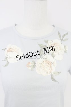 画像3: INGEBORG / フラワーロゴ半袖カットソー  ブルーＸ白 T-25-10-30-003-LO-TO-SA-ZT237