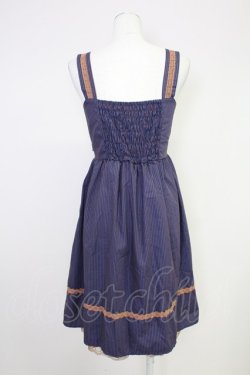 画像2: axes femme / モチーフレース使いストライプワンピース  紫Xブラウン T-25-10-30-029-AX-OP-SA-ZT