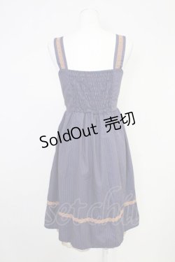 画像2: axes femme / モチーフレース使いストライプワンピース  紫Ｘブラウン T-25-10-30-029-AX-OP-SA-ZI