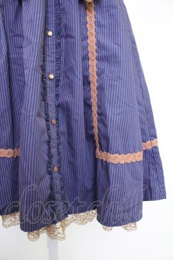 画像3: axes femme / モチーフレース使いストライプワンピース  紫Xブラウン T-25-10-30-029-AX-OP-SA-ZT