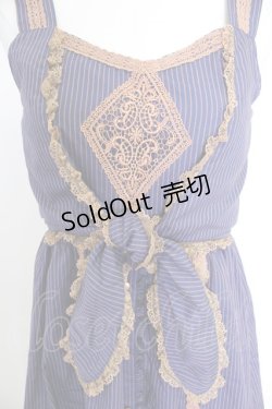 画像4: axes femme / モチーフレース使いストライプワンピース  紫Ｘブラウン T-25-10-30-029-AX-OP-SA-ZI