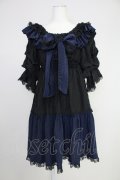 MR corset / シャーリングオフショルダーワンピース  黒Ｘ青 T-25-10-30-032-PU-OP-SA-ZT