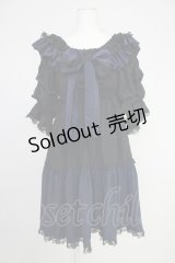 MR corset / シャーリングオフショルダーワンピース  黒Ｘ青 T-25-10-30-032-PU-OP-SA-ZI