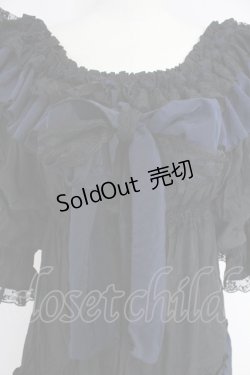 画像3: MR corset / シャーリングオフショルダーワンピース  黒Ｘ青 T-25-10-30-032-PU-OP-SA-ZI