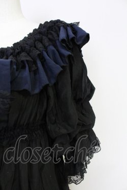 画像4: MR corset / シャーリングオフショルダーワンピース  黒X青 T-25-10-30-032-PU-OP-SA-ZT