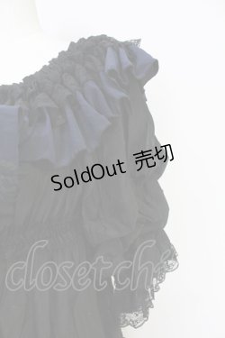 画像4: MR corset / シャーリングオフショルダーワンピース  黒Ｘ青 T-25-10-30-032-PU-OP-SA-ZI