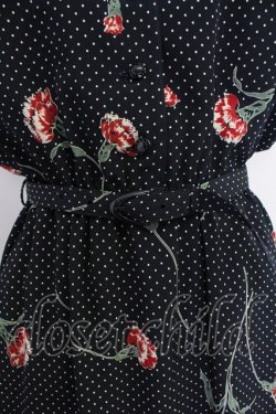 画像3: INGEBORG / カーネーションドットプリント半袖ワンピース  ネイビーX赤X緑 T-25-10-30-033-LO-OP-SA-ZT