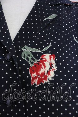 画像4: INGEBORG / カーネーションドットプリント半袖ワンピース  ネイビーX赤X緑 T-25-10-30-033-LO-OP-SA-ZT