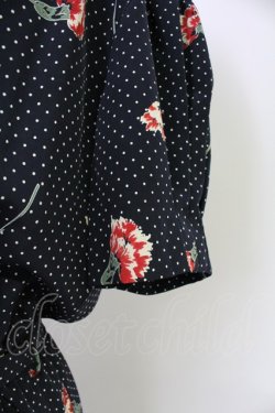 画像5: INGEBORG / カーネーションドットプリント半袖ワンピース  ネイビーX赤X緑 T-25-10-30-033-LO-OP-SA-ZT