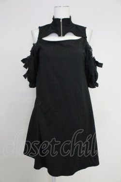 画像1: Ank Rouge / ZIPハイネックオフショルワンピース  黒 T-25-10-30-034-CA-OP-SA-ZT