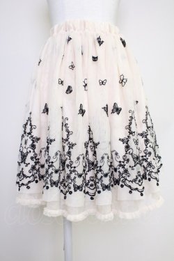 画像1: axes femme / 蝶々刺繍チュールスカート  アイボリーX黒 T-25-10-30-035-AX-SK-SA-ZT