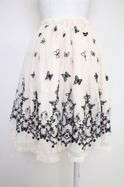 画像2: axes femme / 蝶々刺繍チュールスカート  アイボリーX黒 T-25-10-30-035-AX-SK-SA-ZT