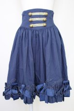 画像1: AND ROMEO / コルセット調スカート アンティークリボン  ネイビー T-25-10-30-039-LO-SK-SA-ZT663 (1)