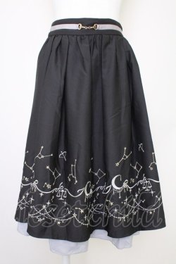 画像1: axes femme POETIQUE / 星座刺繍ビットデザインスカート  黒 T-25-10-30-040-AX-SK-SA-ZT