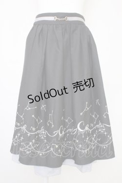 画像1: axes femme POETIQUE / 星座刺繍ビットデザインスカート  黒 T-25-10-30-040-AX-SK-SA-ZI