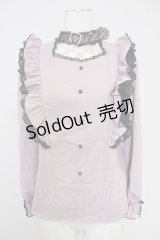 Rojita / ハートバックルチェーン付き長袖ブラウス  ピンクＸ黒 T-25-10-30-006-LO-BL-SA-ZI