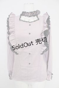 Rojita / ハートバックルチェーン付き長袖ブラウス  ピンクＸ黒 T-25-10-30-006-LO-BL-SA-ZI