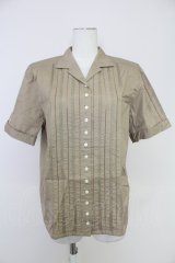 INGEBORG / 梯子レース半袖開襟ブラウス  ブラウン T-25-10-30-008-LO-BL-SA-ZI