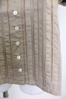 画像4: INGEBORG / 梯子レース半袖開襟ブラウス  ブラウン T-25-10-30-008-LO-BL-SA-ZT