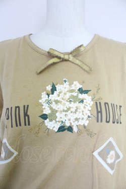 画像3: PINK HOUSE / ミモザ風ブーケプリント&雛菊ワッペンカットソー L ブラウン T-25-10-30-009-LO-TO-SA-ZT