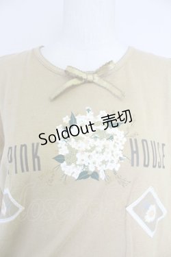 画像3: PINK HOUSE / ミモザ風ブーケプリント&雛菊ワッペンカットソー L ブラウン T-25-10-30-009-LO-TO-SA-ZI