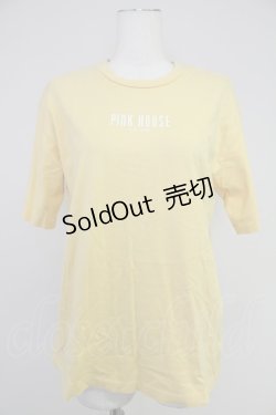 画像1: PINK HOUSE / 後ろロゴワッペン半袖カットソー L イエロー T-25-10-30-010-LO-TO-SA-ZT195