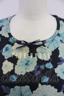 画像3: PINK HOUSE / 薔薇ブーケプリントカットソー  黒X青 T-25-10-30-013-LO-TO-SA-ZT