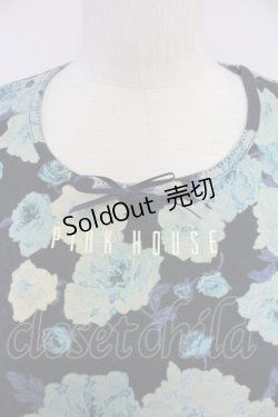 画像3: PINK HOUSE / 薔薇ブーケプリントカットソー  黒Ｘ青 T-25-10-30-013-LO-TO-SA-ZI