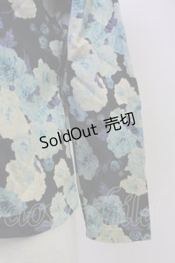 画像4: PINK HOUSE / 薔薇ブーケプリントカットソー  黒Ｘ青 T-25-10-30-013-LO-TO-SA-ZI