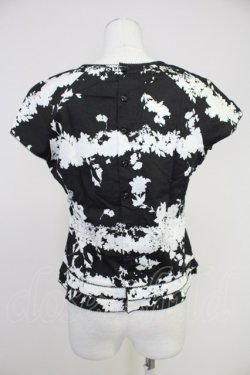 画像2: INGEBORG / シルエットフラワーブーケ半袖ブラウス M 黒X白 T-25-10-30-014-LO-BL-SA-ZT