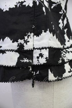 画像4: INGEBORG / シルエットフラワーブーケ半袖ブラウス M 黒X白 T-25-10-30-014-LO-BL-SA-ZT