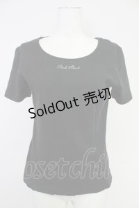PINK HOUSE / ロゴプリント半袖カットソー L 黒Ｘ白 T-25-10-30-017-LO-TO-SA-ZI