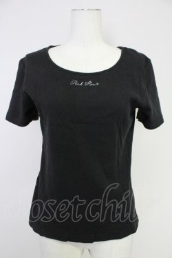 画像1: PINK HOUSE / ロゴプリント半袖カットソー L 黒X白 T-25-10-30-017-LO-TO-SA-ZT