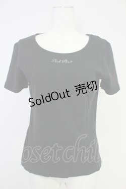 画像1: PINK HOUSE / ロゴプリント半袖カットソー L 黒Ｘ白 T-25-10-30-017-LO-TO-SA-ZI
