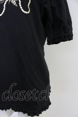 画像4: PINK HOUSE / パールネックレスローズプリントカットソー  黒X白 T-25-10-30-018-LO-TO-SA-ZT