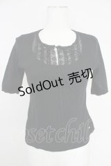 INGEBORG / レースラウンド切り替えカットソー S 黒 T-25-10-30-019-LO-TO-SA-ZI