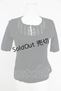 INGEBORG / レースラウンド切り替えカットソー S 黒 T-25-10-30-019-LO-TO-SA-ZI