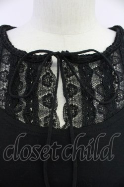 画像3: INGEBORG / レースラウンド切り替えカットソー S 黒 T-25-10-30-019-LO-TO-SA-ZT